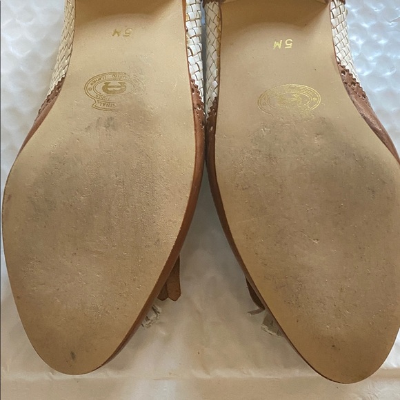 Etienne Aigner Brown and Cream Woven Tassel Loafers - Picture 5 of 12